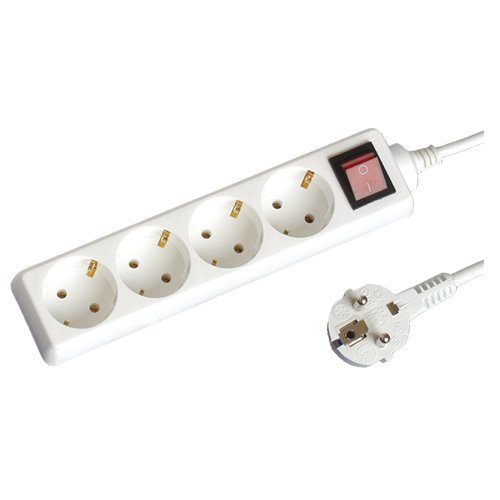 BASE MULTIPLE 4 TOMAS + INTERRUPTOR (3X1.5MM) 1.5 M BLANCA - GSC