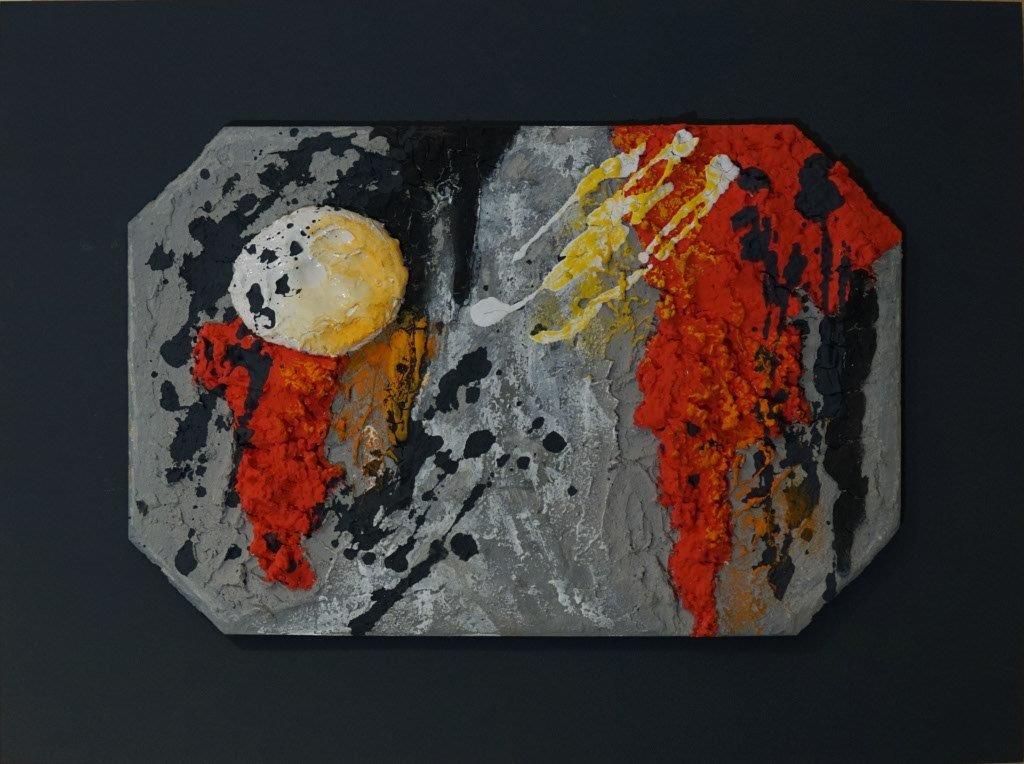 CUADRO HACIENDO LA LUNA A 0001a 30X40 (MATERIALES NATURALES Y OLEO) - JMP