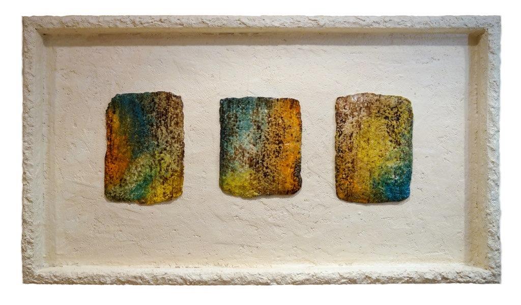 CUADRO MARFIL (3 PIEZAS) 0002 80X45 (MATERIALES NATURALES Y OLEO) - JMP