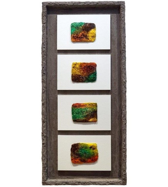 CUADRO MINI (4 PIEZAS) 0005 102X47 (MATERIALES NATURALES Y OLEO) - JMP