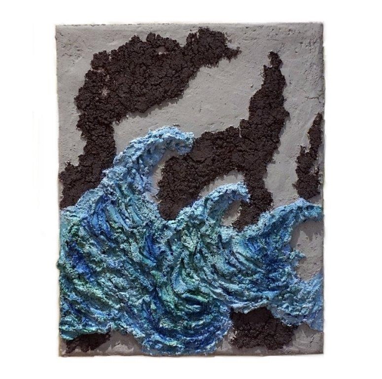 CUADRO OLAS B 0025b 40X50 (MATERIALES NATURALES Y OLEO) - JMP