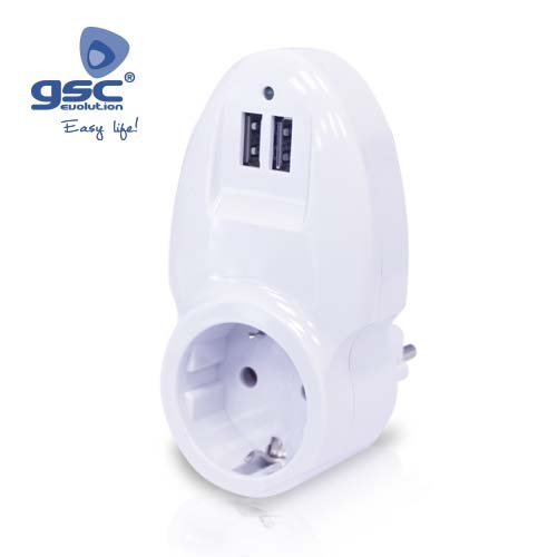 ADAPTADOR BASE CON DOBLE CARGADOR USB - GSC