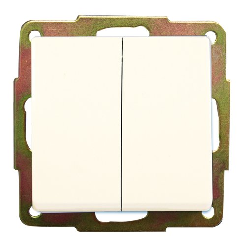 DOBLE CONMUTADOR EMPOTRAR BLANCO 56X56MM 10A 250V - GSC
