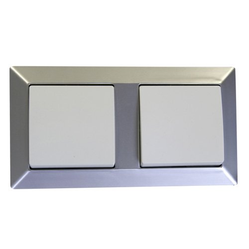 EMBELLECEDOR EMPOTRAR PARA 2 MODULOS/HUECOS PLATA MATE - GSC
