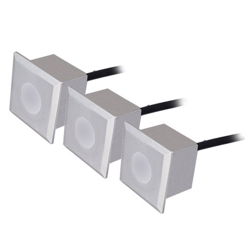 SET 3 LUCES CUADRADAS 6LEDS 06W-IP64- NIQUEL MATE - GSC