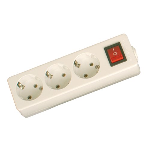 BASE MULTIPLE 3 TOMAS + INTERRUPTOR SIN CABLE - CAJA - GSC