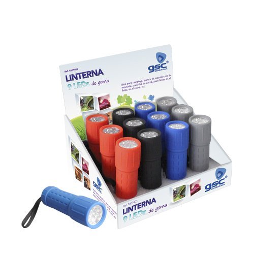 LINTERNA 9 LEDS GOMA- 12 UNIDADES CAJA EXPOSITOR - GSC 
