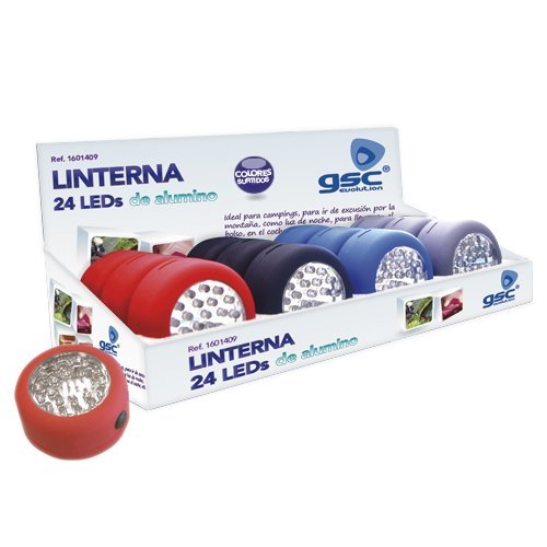 LINTERNA REDONDA 24 LEDS 12 UNIDADES CAJA EXPOSITOR - GSC 