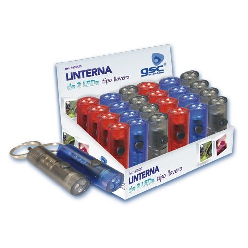LINTERNA LLAVERO DE PLASTICO 3LEDS - 24 UNIDADES EXPOSITOR - GSC 