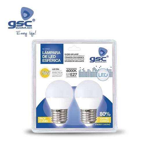 LAMPARAS ESFERICAS LED 5W E27 6000K - GSC