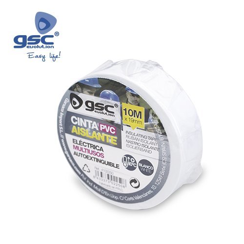 CINTA AISLANTE ELECTRICA PVC 10M BLANCA-RETRACTIL 10 UNIDADES - GSC