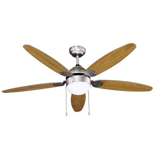 VENTILADOR TECHO 5 ASPAS MADERA 60W-LUZ E14 60W - GSC