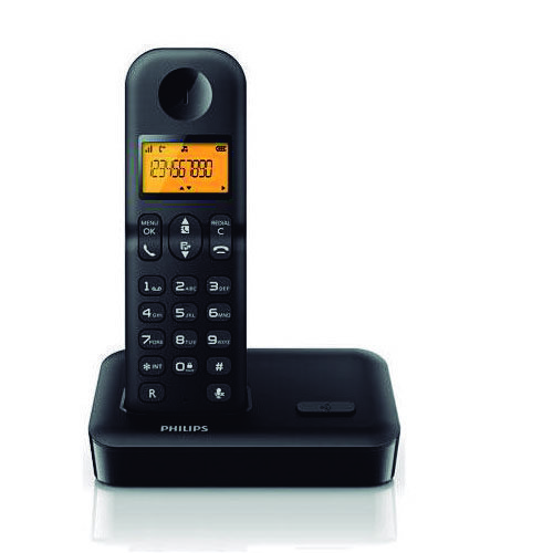 TELEFONO INALAMBRICO PHILIPS 1 BASE, NEGRO-DT1301B/23 - GSC