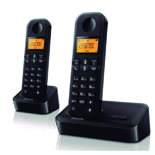TELEFONO INALAMBRICO PHILIPS DUO, 2 BASES, NEGRO-D1502B/23 - GSC