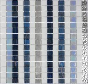 MOSAICO ENMALLADO 327X327 GEOFORMS STRIPE BLUE GOLD COD. 4000126 - PMO
