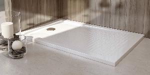 PLATO DUCHA ACRILICO 160X80 CM RECTANGULAR RELIEVE CUADROS BLANCO, ALTO 35 MM - INB