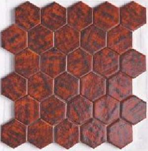 MOSAICO ENMALLADO 38X39,5 PORCELANICO BRILLO HEXAGONAL PANAL ENM. BRILLO CAQUI - NTC