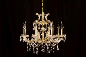 LAMPARA TECHO NEW Mª TERESA 8 LUCES 62X50 ASFOUR CRISTAL INCOLORO, ACABADO DORADO - BML