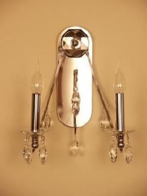 LAMPARA PARED FINA APLIQUE 2 BRAZOS 25X40 NIQUEL CON ALMENDRA, CRISTAL SWAROVSKI - BML